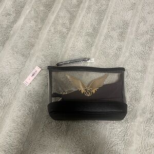 Victoria's Secret Black and Transparent Pouch with Gold Accents